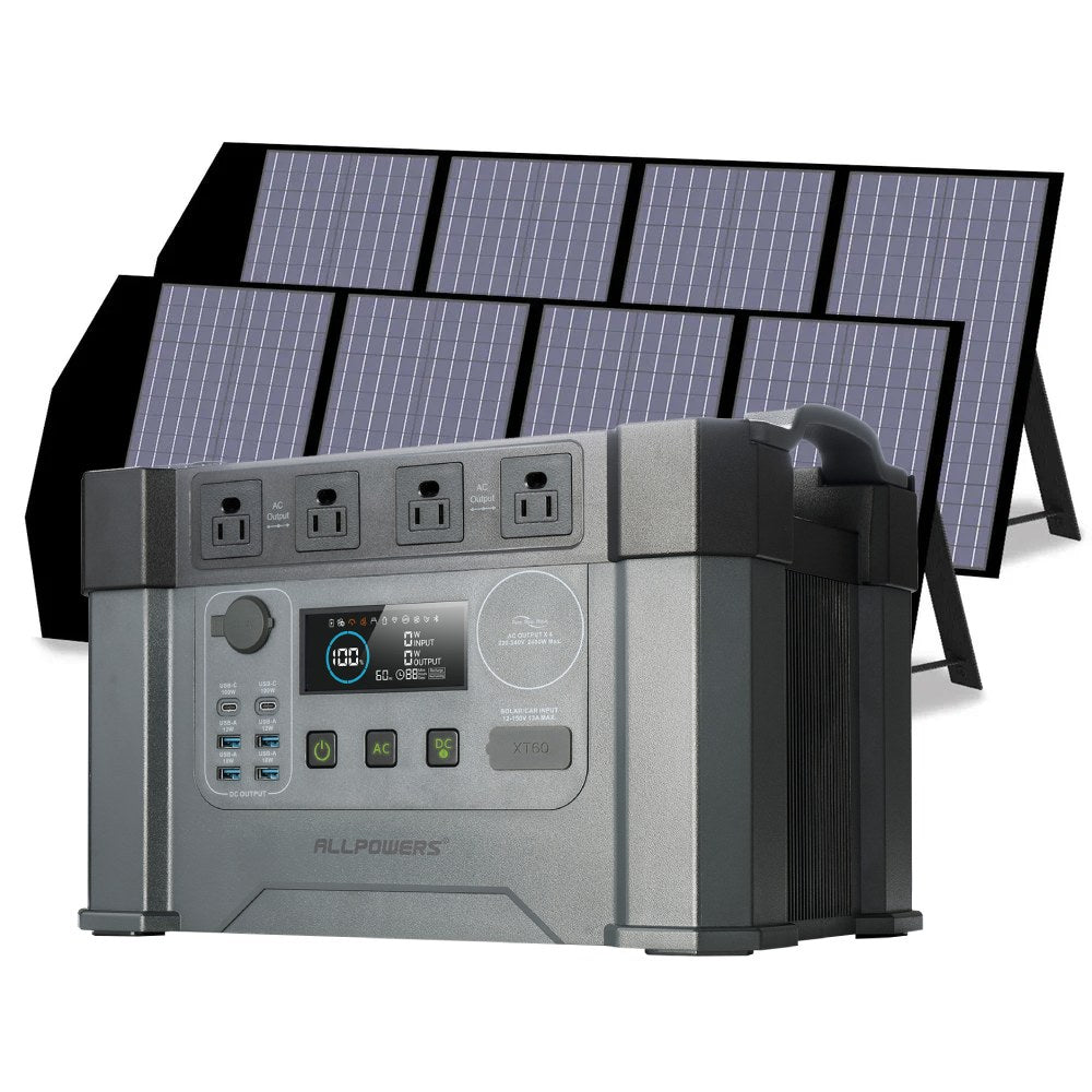 ALLPOWERS Solar Generator Kit 2400W Power Station 140W Solar Panel