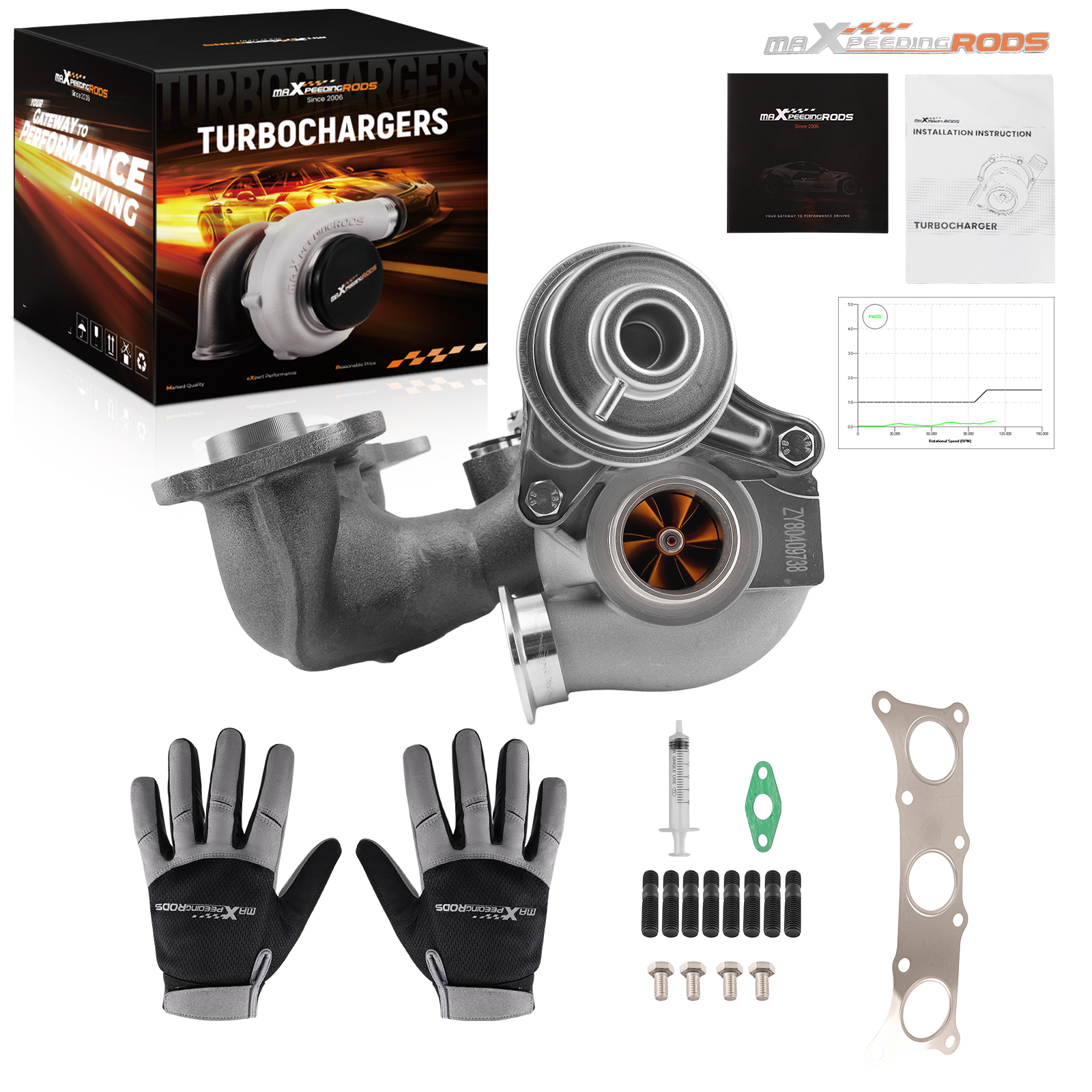 Billet Left Turbo Turbocharger compatible for BMW 335i 335xi 135i N54B30 3.0L 2006-2011