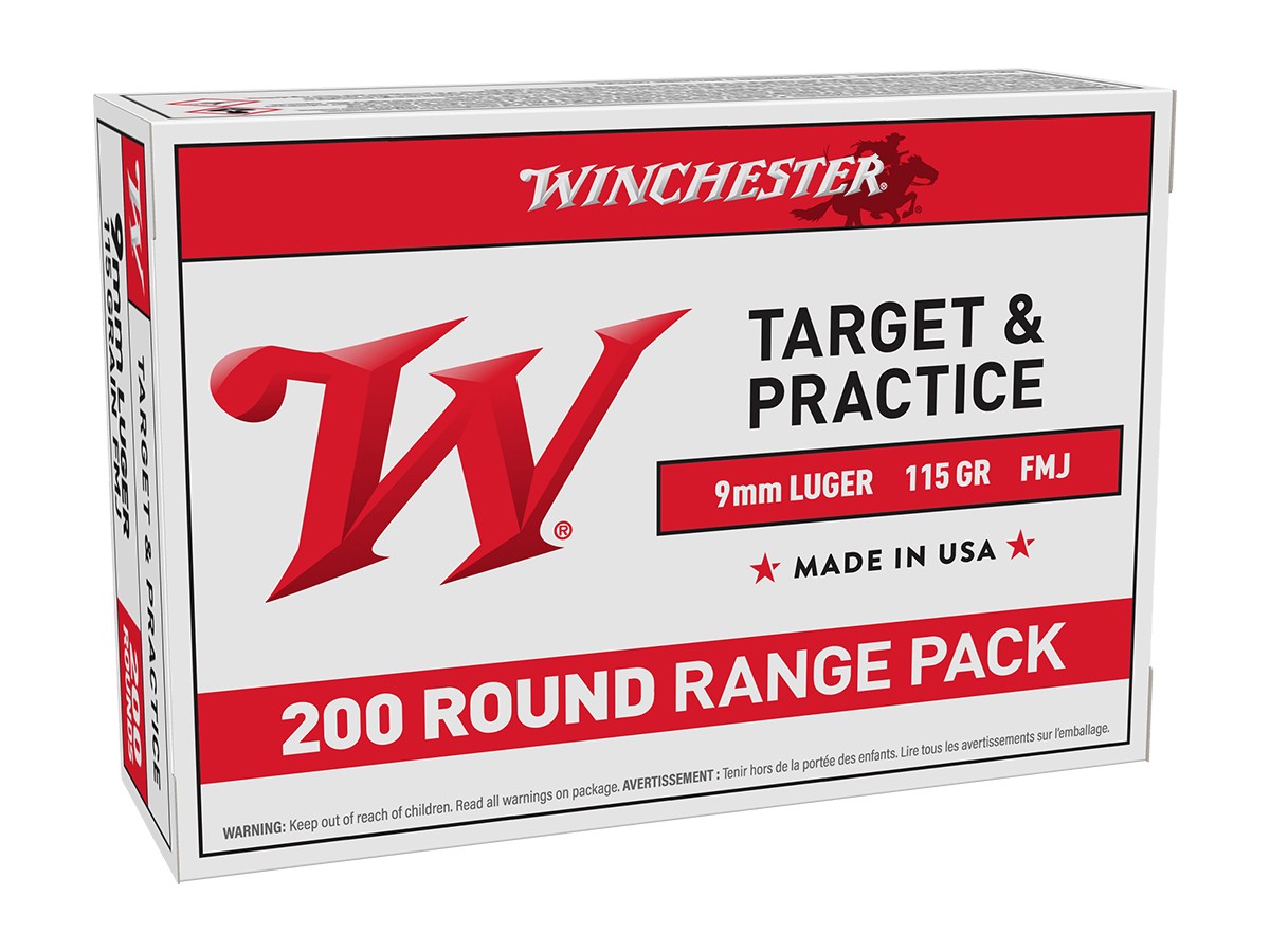 Winchester 9mm Luger USA Target and Practice FMJ, 115gr, 200ct