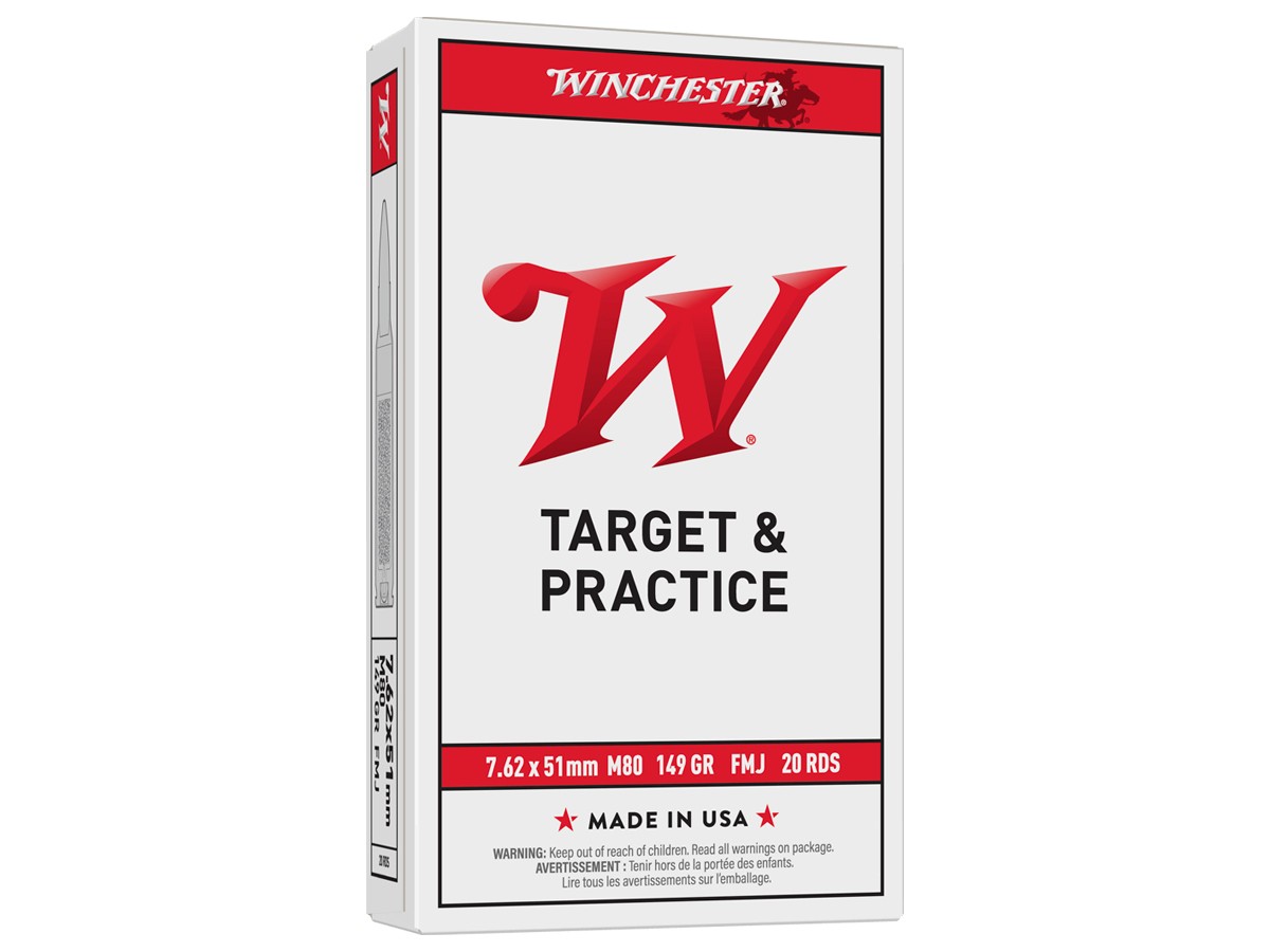 Winchester 7.62x51mm NATO USA Target and Practice FMJ, 149gr, 20ct