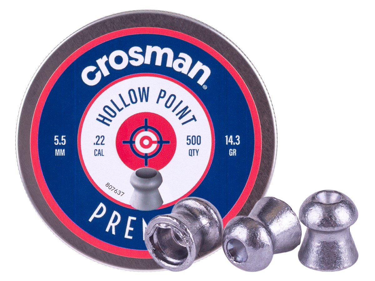 Crosman Premier .22 Cal, 14.3 Grains, Hollowpoint, 500ct 0.22