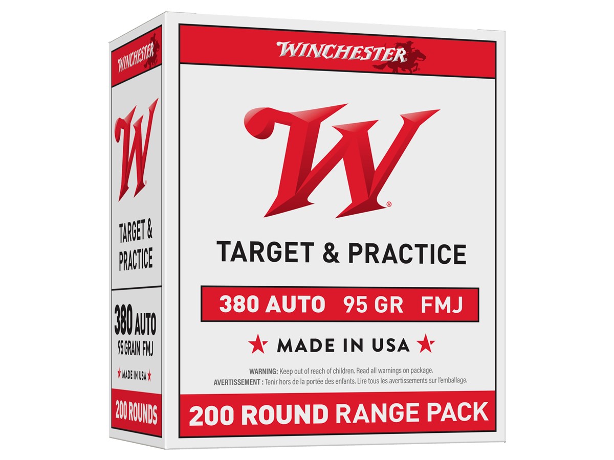 Winchester .380 Auto USA Target and Practice FMJ, 95gr, 200ct