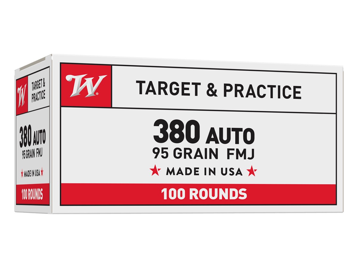 Winchester .380 Auto USA Target and Practice FMJ, 95gr, 100ct
