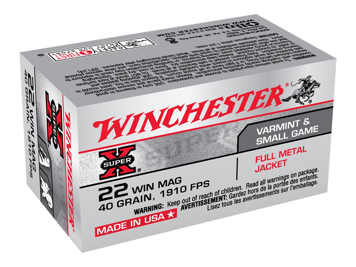 Winchester .22 WMR Super-X Varmint & Small Game FMJ, 40gr, 50ct
