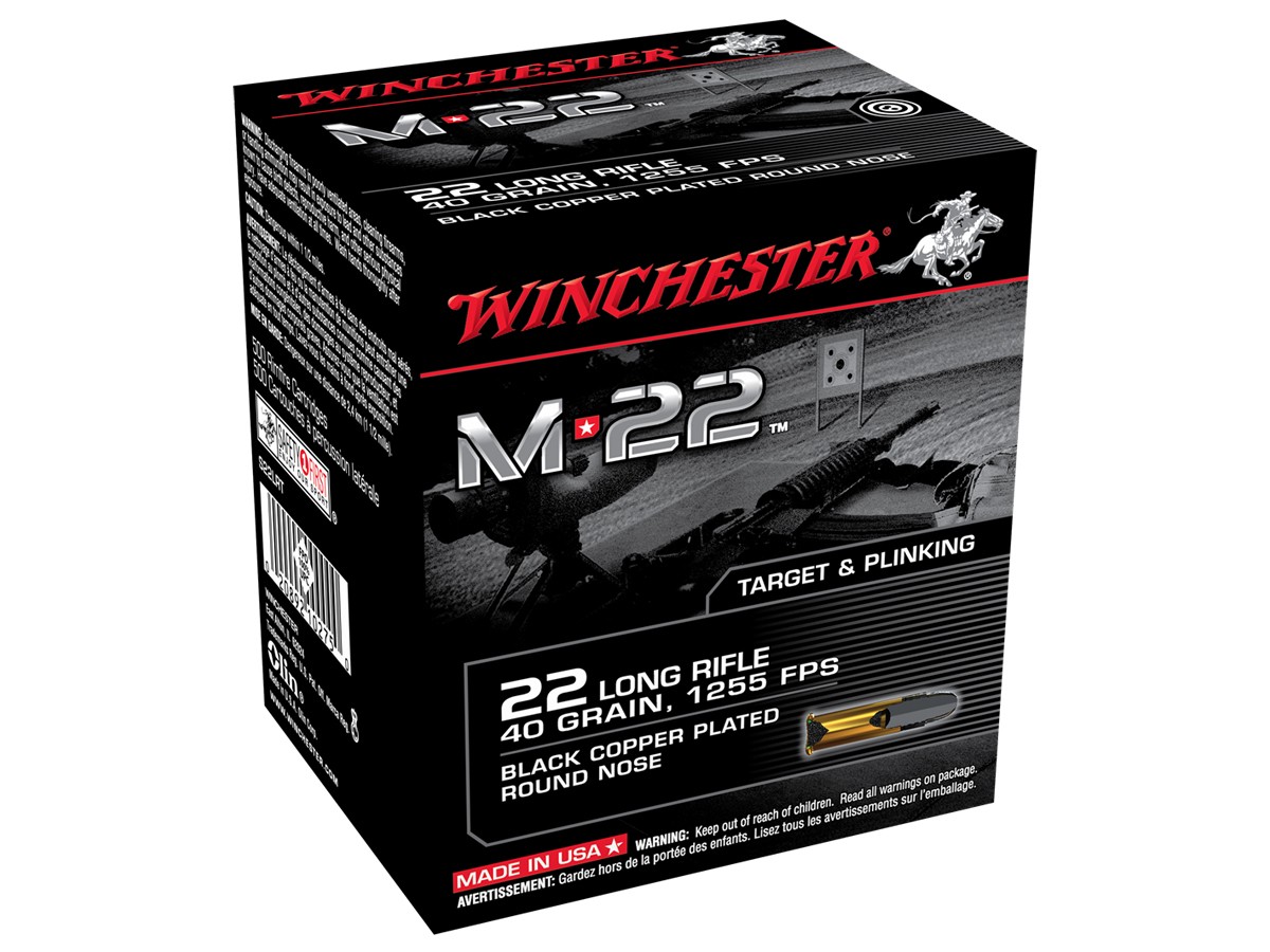 Winchester .22 LR M-22 Copper Plated RN, 40gr, 1000ct