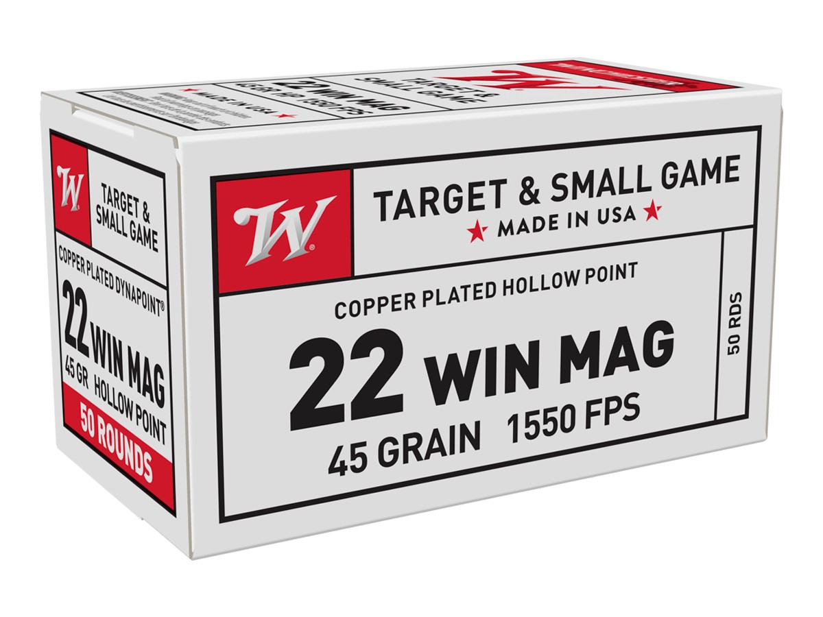 Winchester .22 WMR USA Target and Small Game Copper Plated HP, 45gr, 50ct