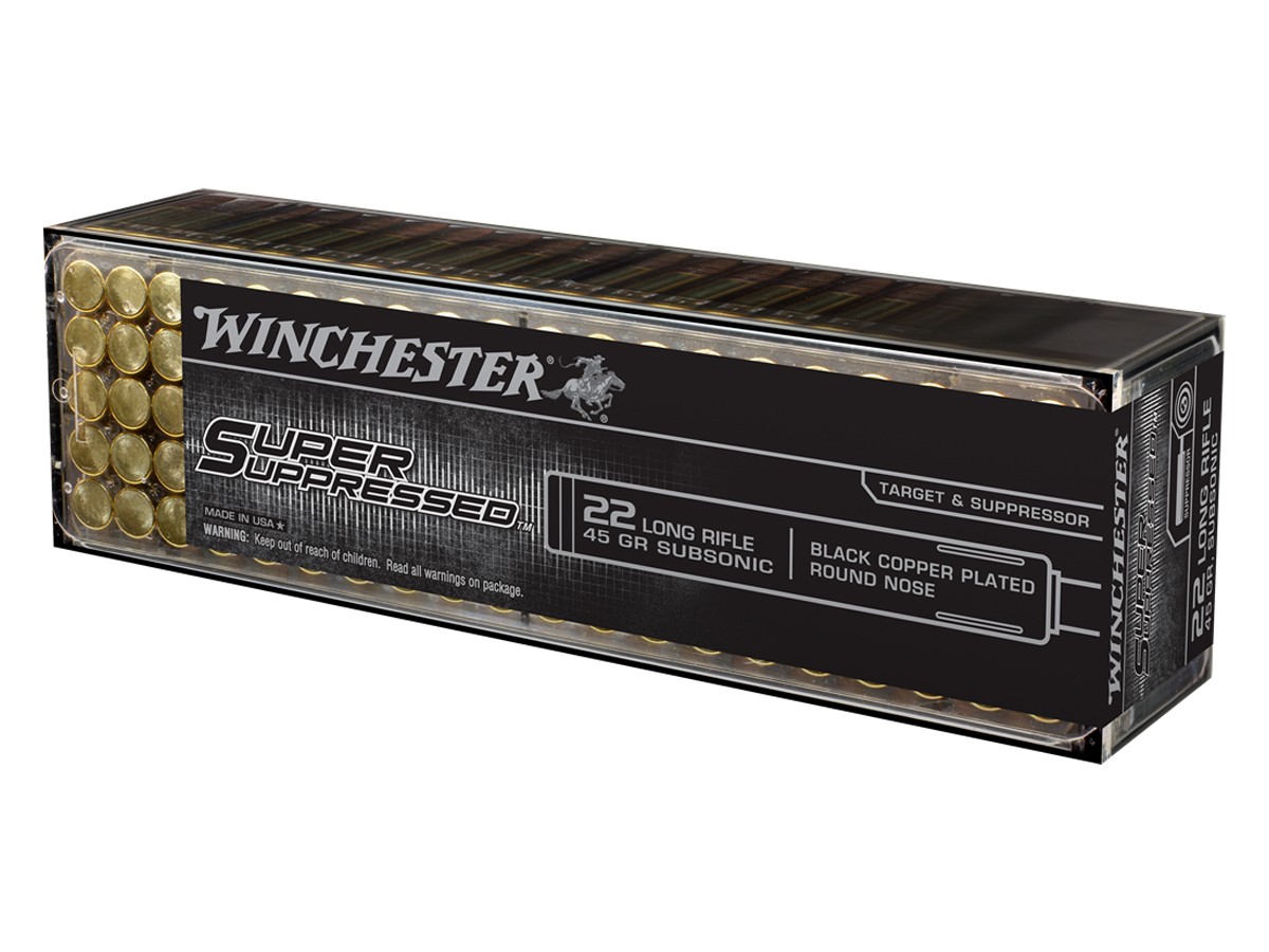 Winchester .22 LR Super Suppressed Copper Plated RN, 45gr, 100ct