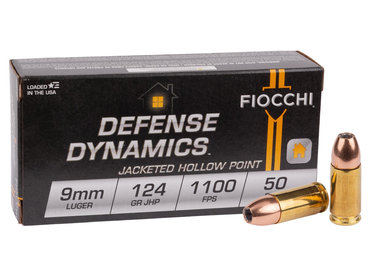 Fiocchi 9mm Luger Defense Dynamics JHP, 124gr, 50ct