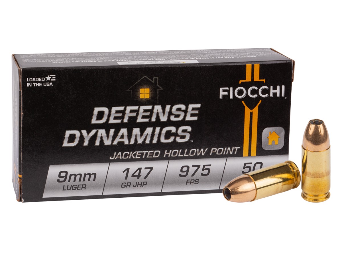 Fiocchi 9mm Luger Defense Dynamics JHP, 147gr, 50ct