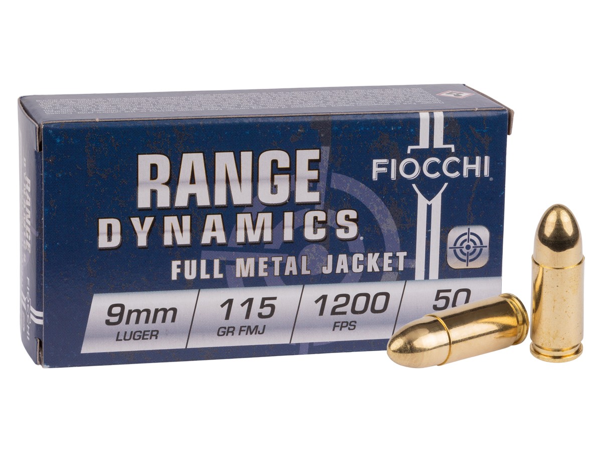 Fiocchi 9mm Luger Range Dynamics FMJ, 115gr, 50ct