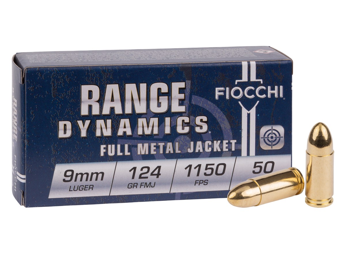 Fiocchi 9mm Luger Range Dynamics FMJ, 124gr, 50ct