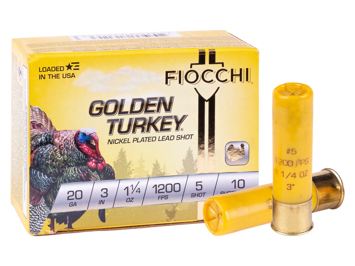Fiocchi 20GA Golden Turkey 1 1/4oz, 5 Shot, 10ct