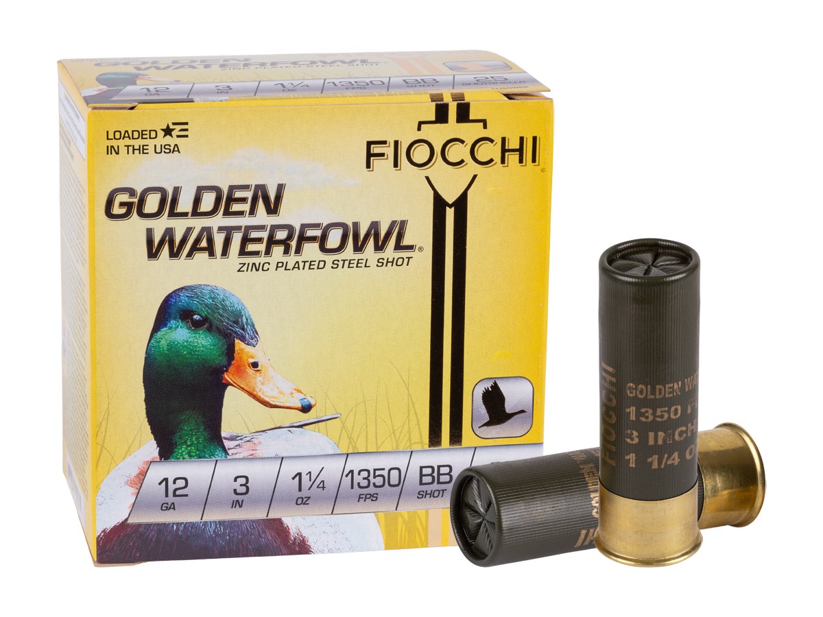 Fiocchi 12GA Golden Waterfowl 1 1/4oz, BB Shot, 25ct