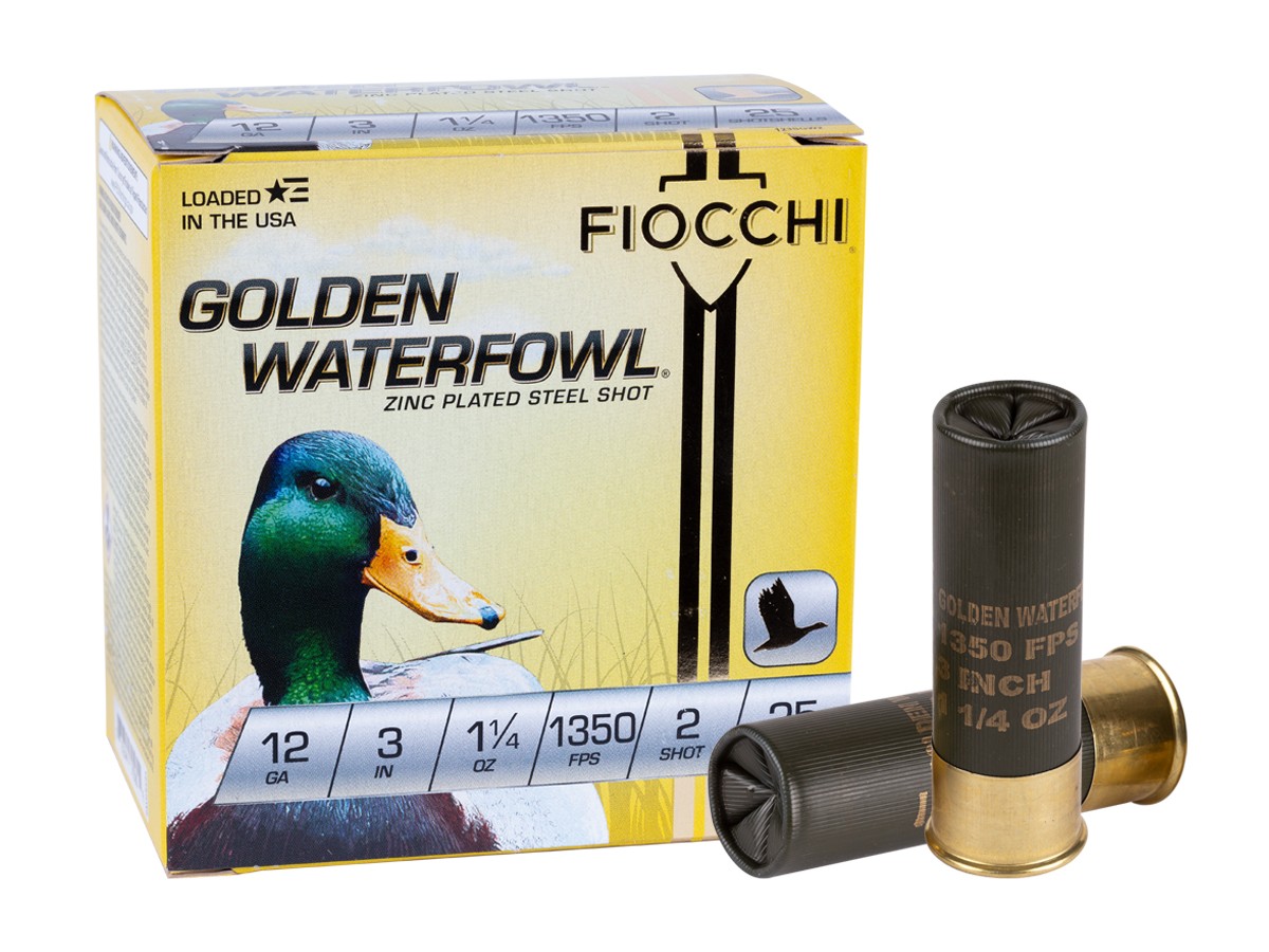 Fiocchi 12GA Golden Waterfowl 1 1/4oz, 2 Shot, 25ct