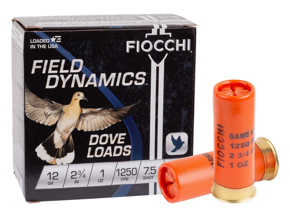 Fiocchi 12GA Field Dynamics Dove & Quail 1oz, 7.5 Shot, 25ct