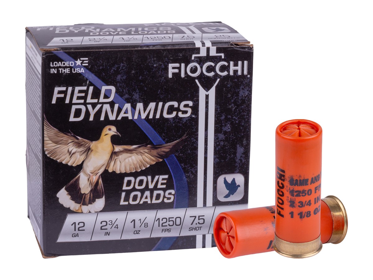 Fiocchi 12GA Field Dynamics Dove & Quail 1 1/8oz, 7.5 Shot, 25ct