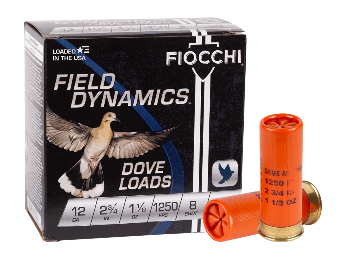 Fiocchi 12GA Field Dynamics Dove & Quail 1 1/8oz, 8 Shot, 25ct