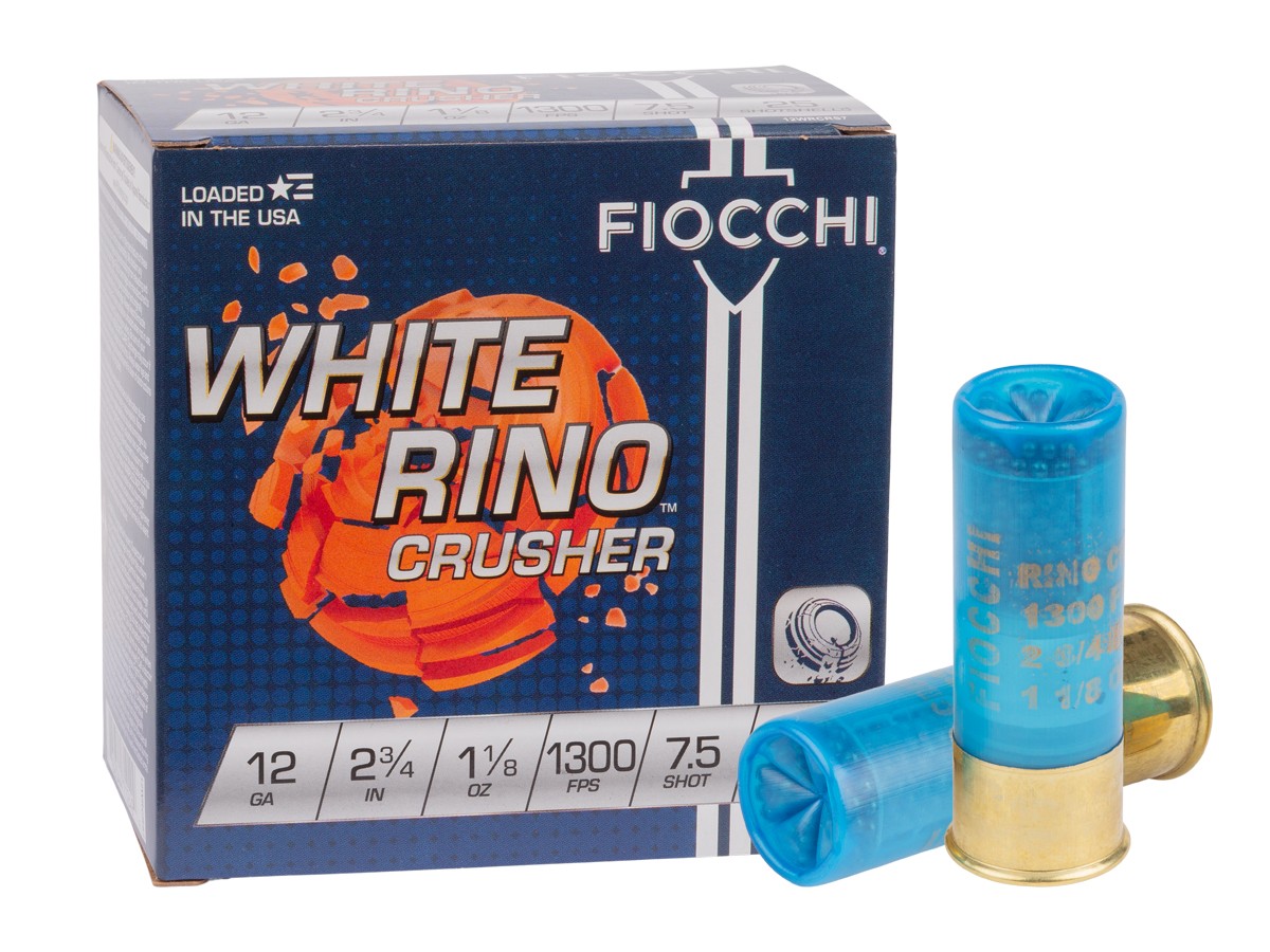 Fiocchi 12GA White Rino Crusher 1 1/8oz, 7.5 Shot, 25ct