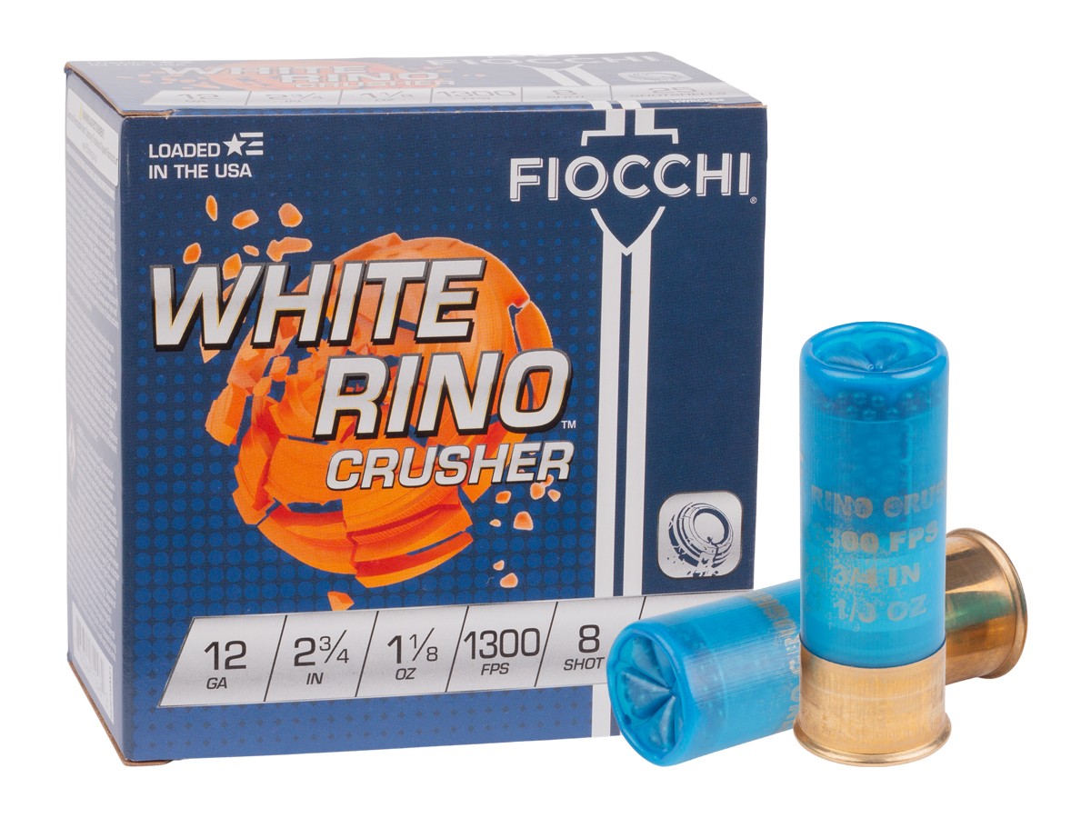 Fiocchi 12GA White Rino Crusher 1 1/8oz, 8 Shot, 25ct