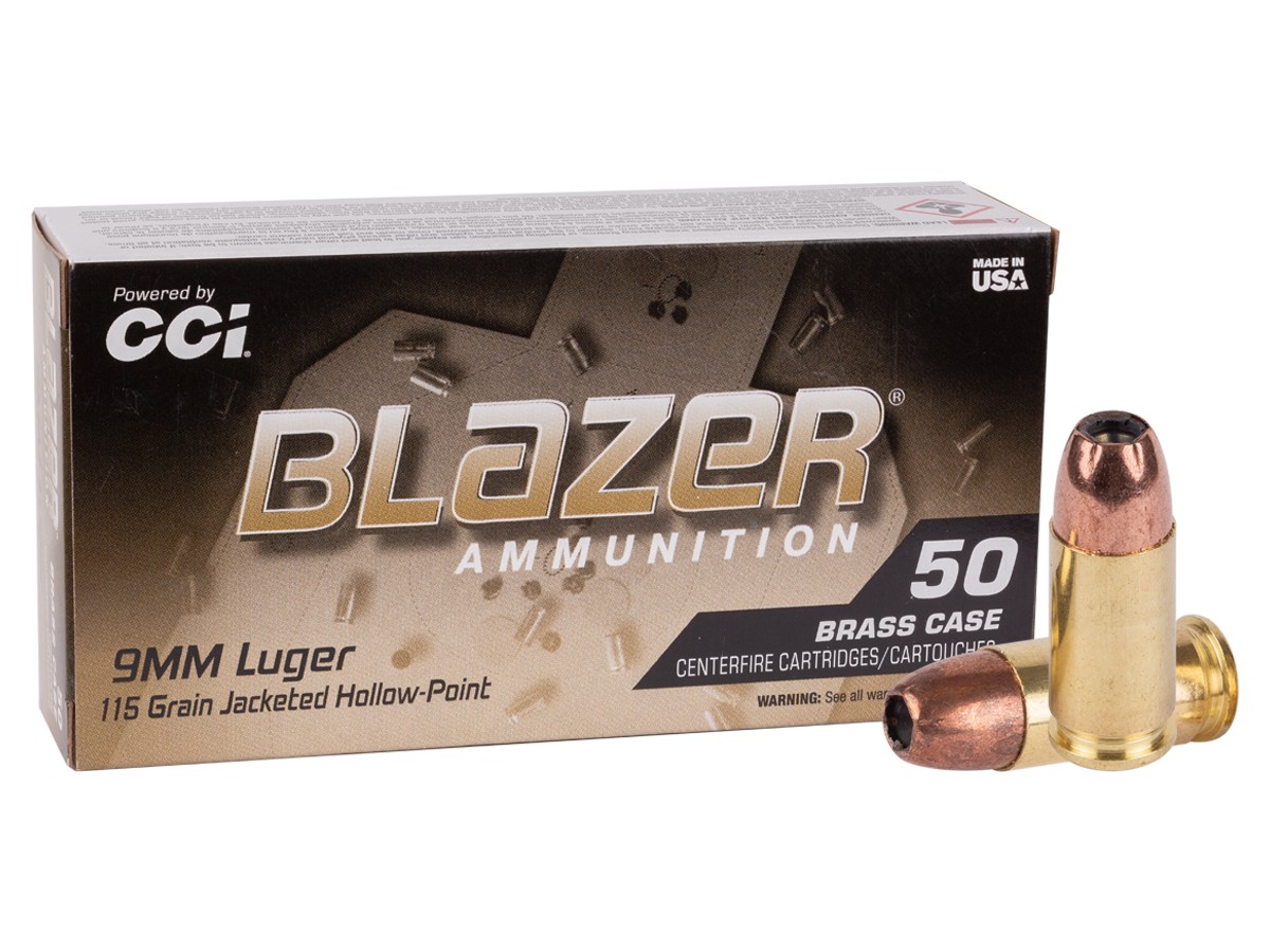 Blazer 9mm Luger Blazer Brass JHP, 115gr, 50ct