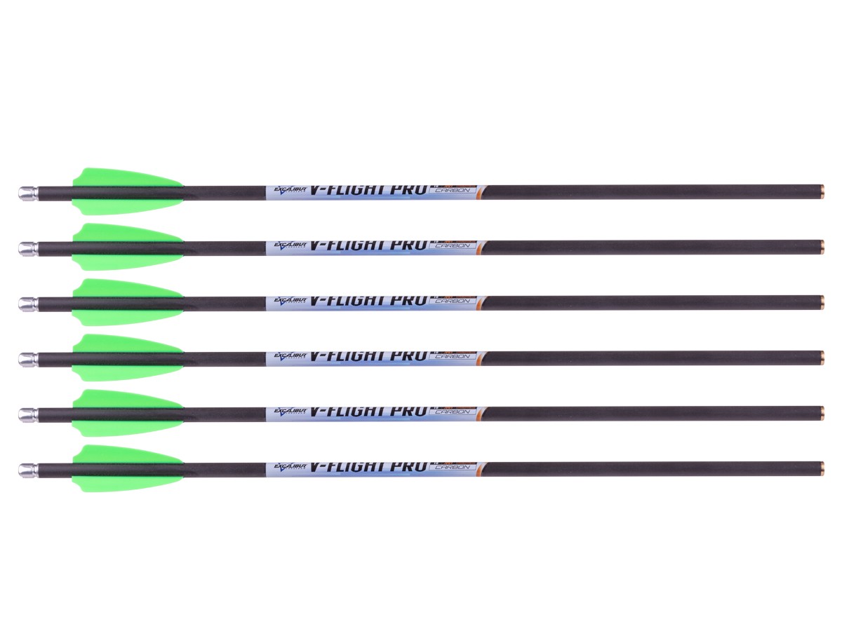 Excalibur V-Flight Pro 18 Carbon Arrows, 6 Pack