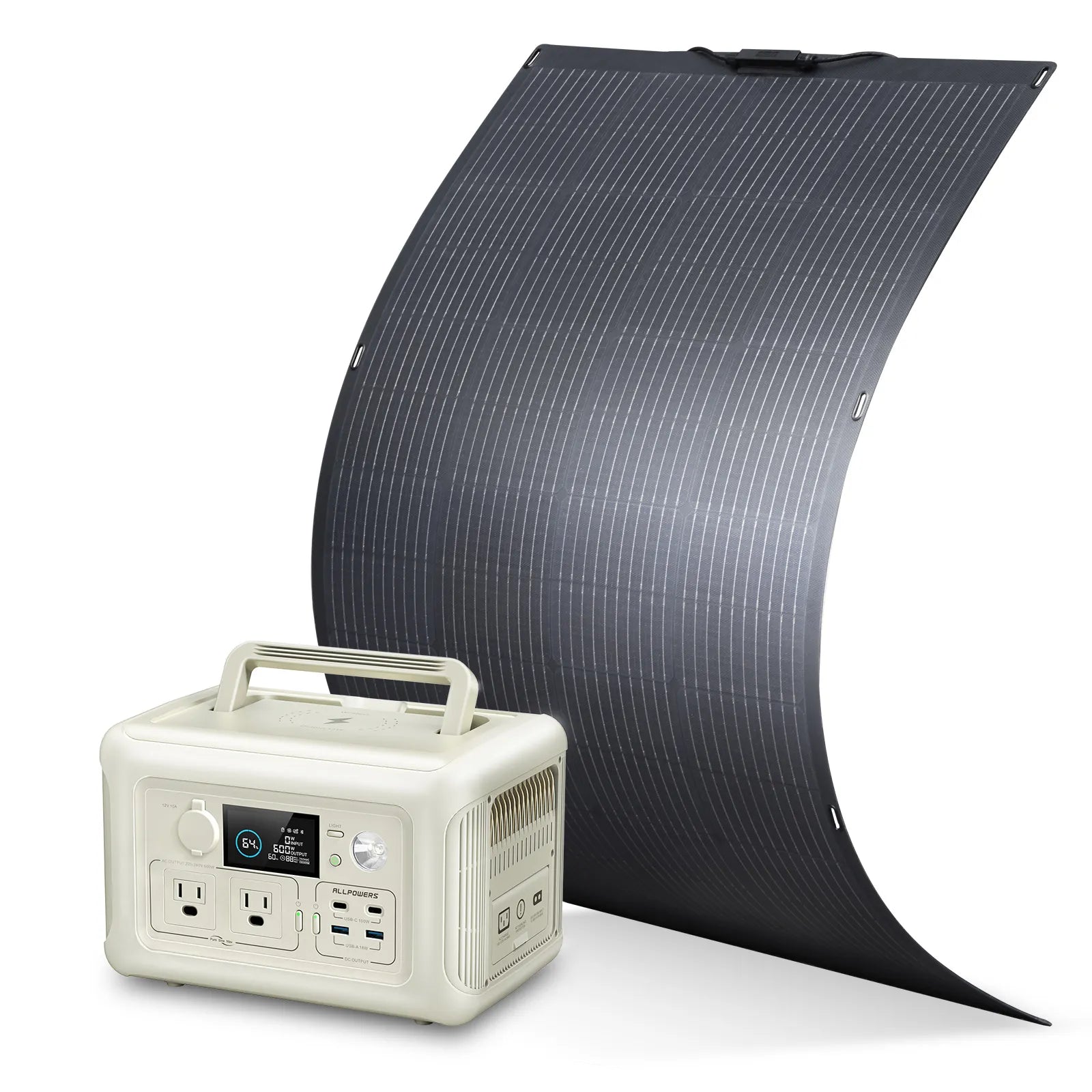 Solar Generator Kit 600W Portable Power Station 200W Flexible Solar Panel