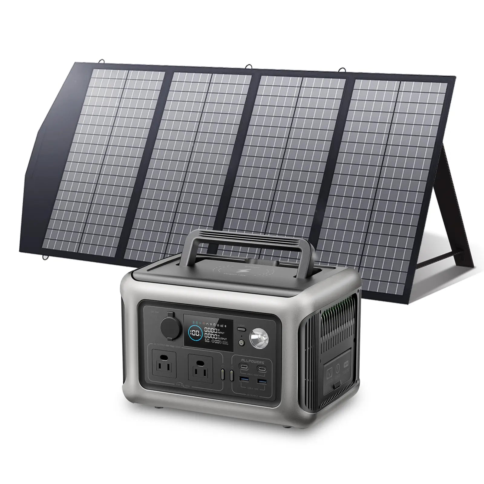 Allpowers Solar Generator Kit 600W Portable Power Station 140W Solar Panel