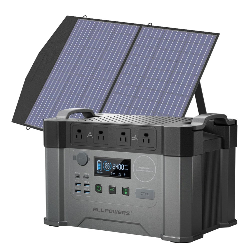 ALLPOWERS Solar Generator Kit 2400W Power Station 100W Solar Panel