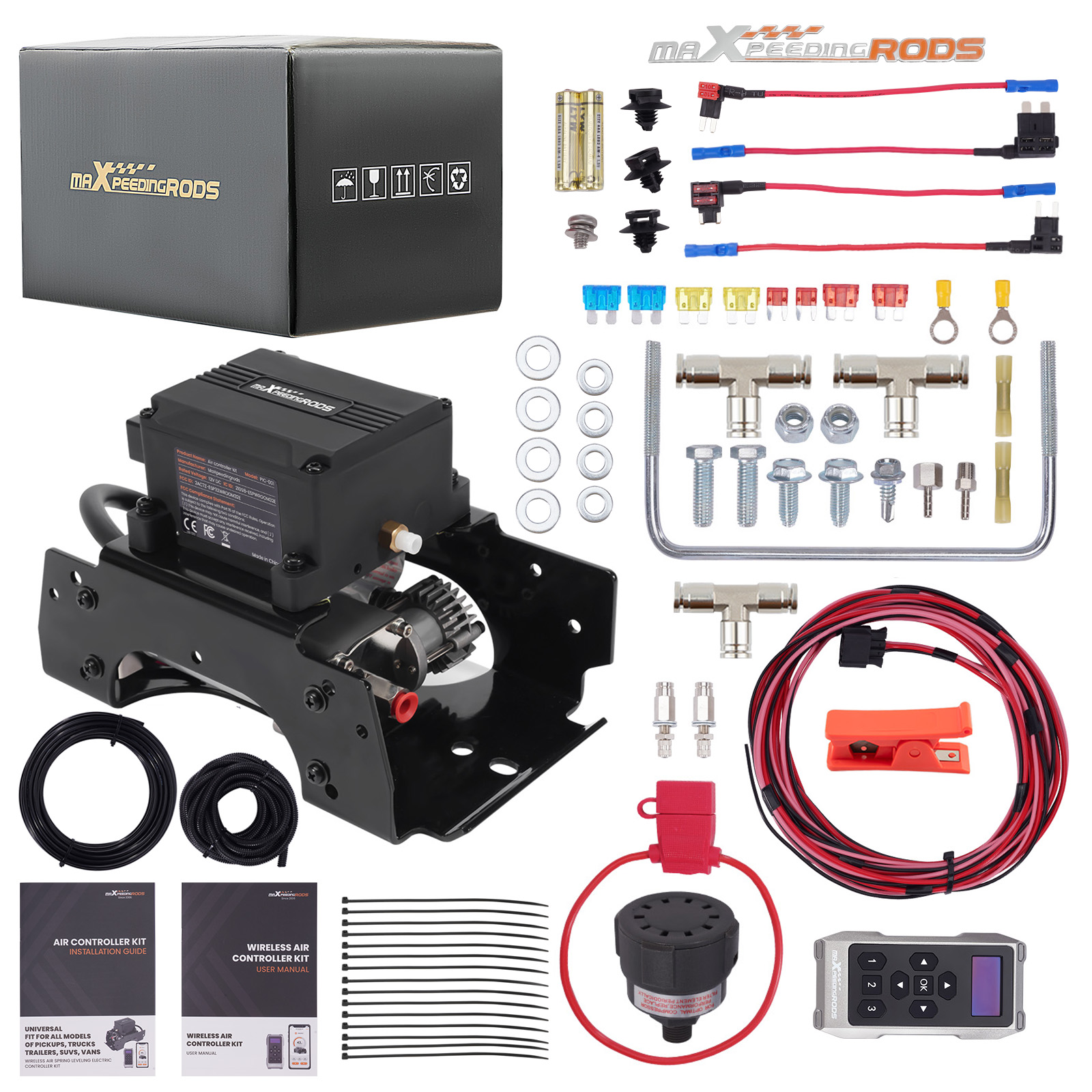 maXpeedingrods Wireless On Board Air Compressor System App and Remote Control 120 PSI Heavy Duty Air Compressor Kit for Trucks Pickups Trailers Vans