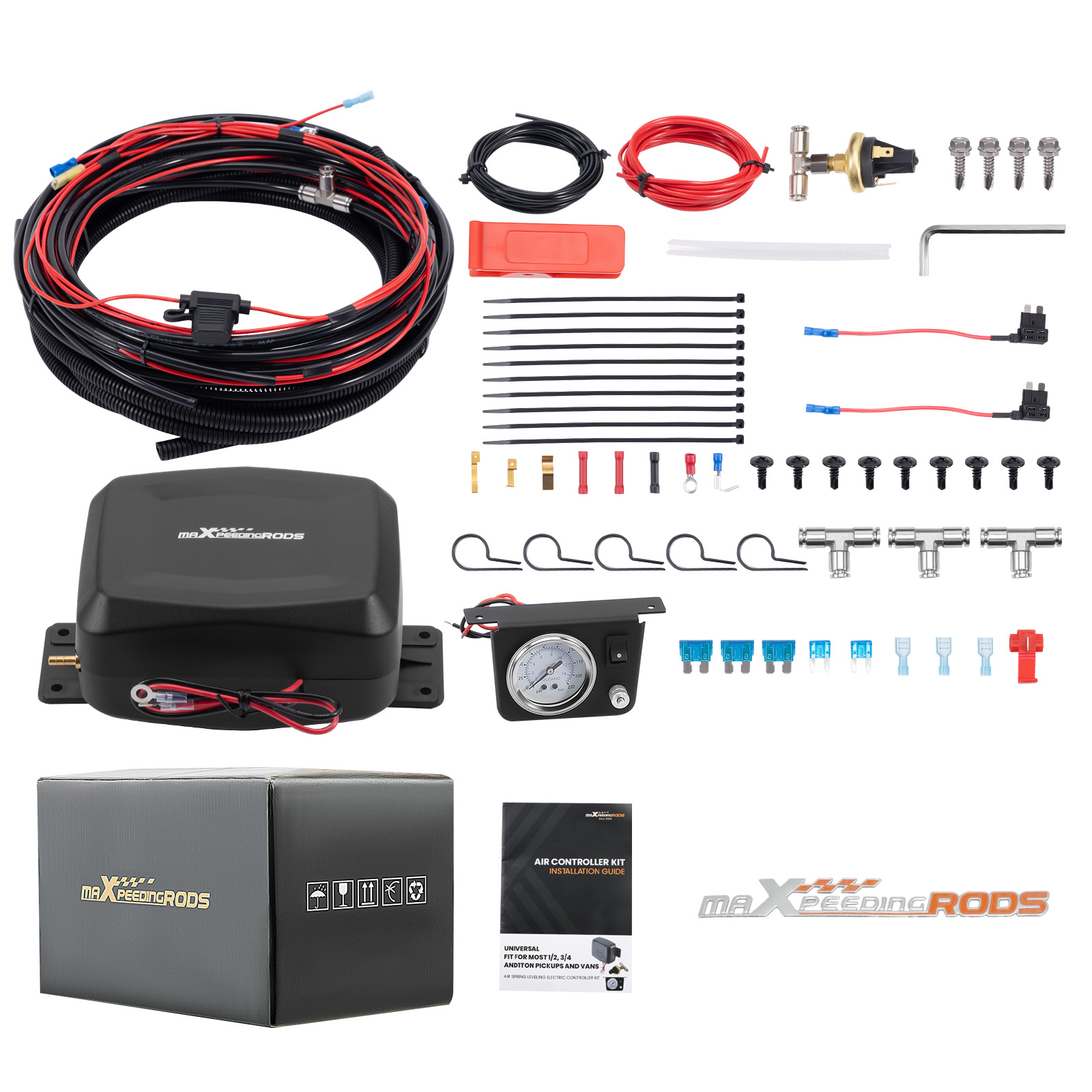 Air Shock Controller Spring Kit Compatible For Dodge ram 100 PSI w/ Low Pressure Sensor