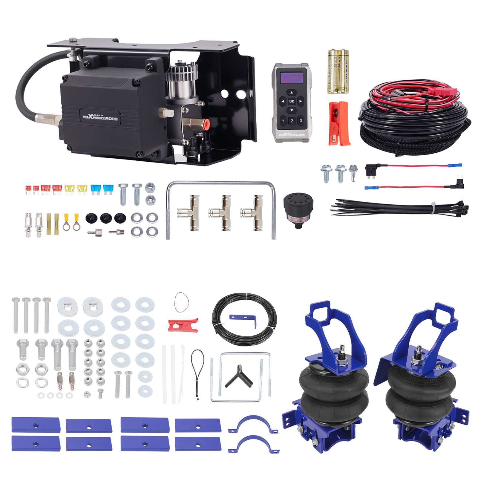 Wireless Air Shock Compressor Kit + Air Spring Kit compatible for Ford F-250 2008-2010