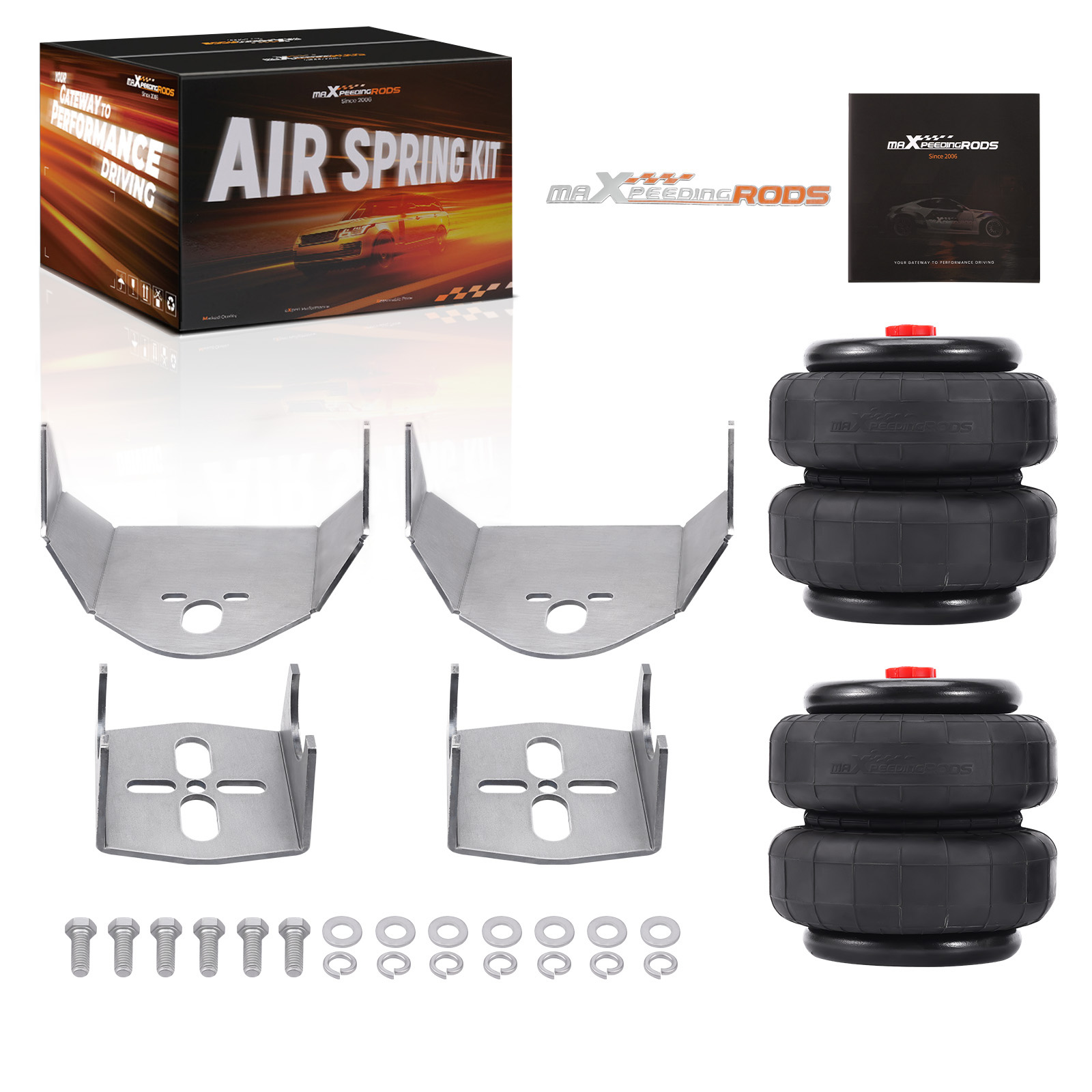 Weld On Air Ride Suspension Kit Brackets 2500 Bags Air Springs 3.5″ Axle Tube