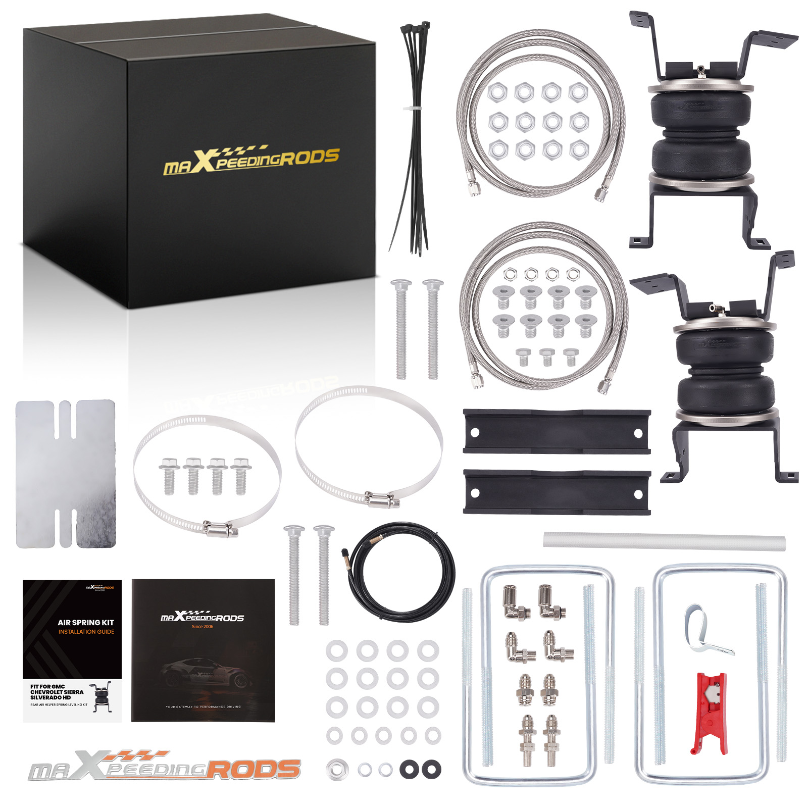 Rear Air Helper Spring Bags leveling Kit compatible for GMC Sierra 2500 HD 3500 HD 2015