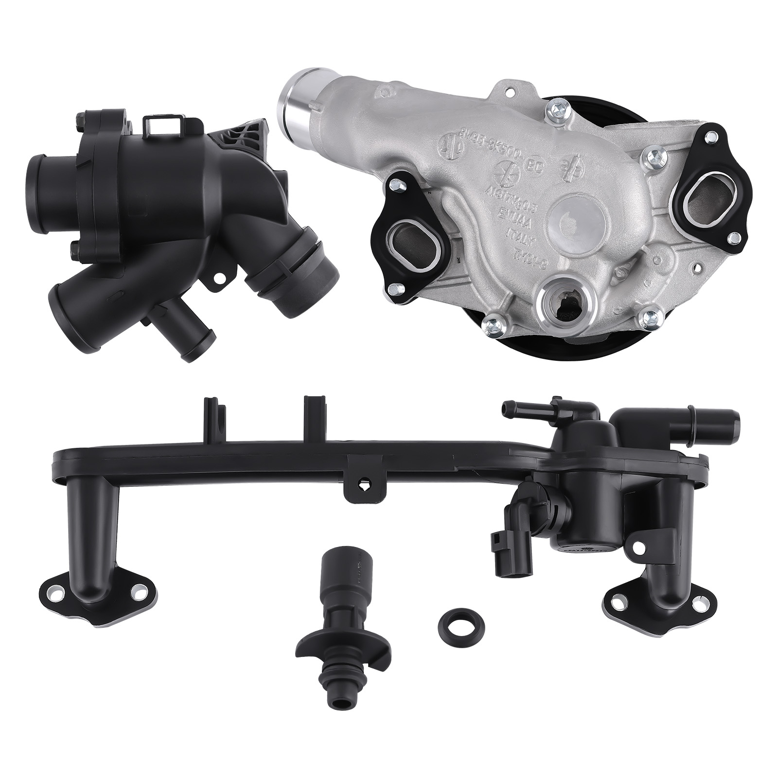 Water Pump Coolant Pipe with Sensor Thermostat Kit compatible for Jaguar Land Rover V8