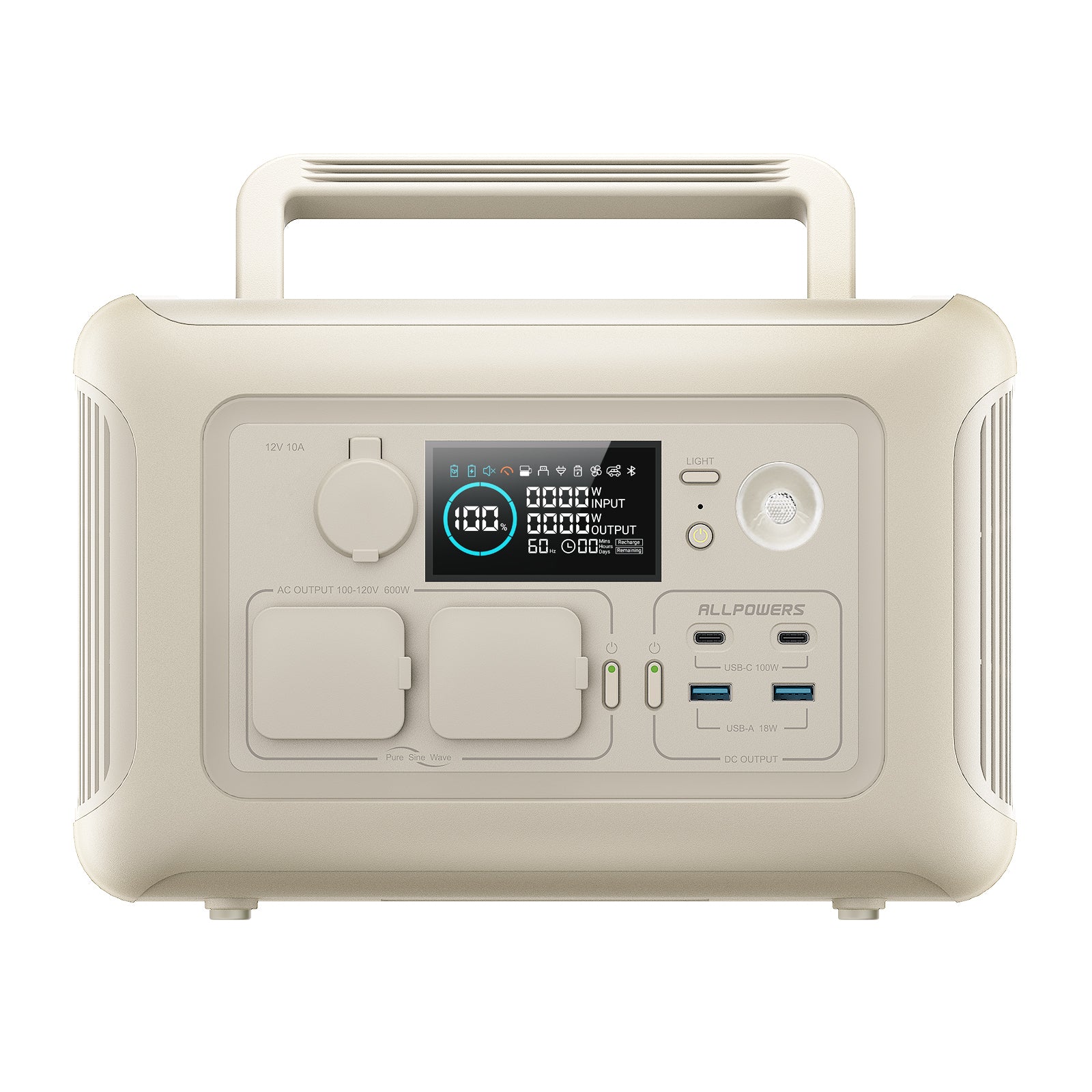 ALLPOWERS R600 Beige Portable Power Station 600W 299Wh LiFePO4 Battery R600-Beige
