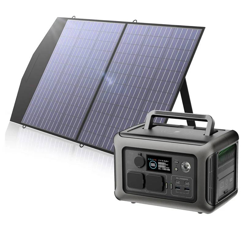 Allpowers Solar Generator Kit 600W Portable Power Station 100W Solar Panel