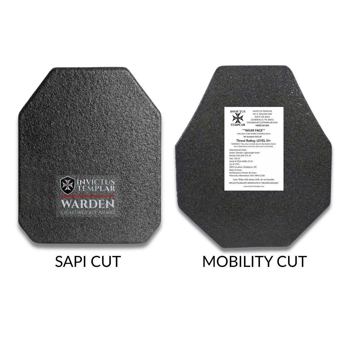 Warden AR600 Lightweight Level III+ Steel Rifle Plates (Set of 2)