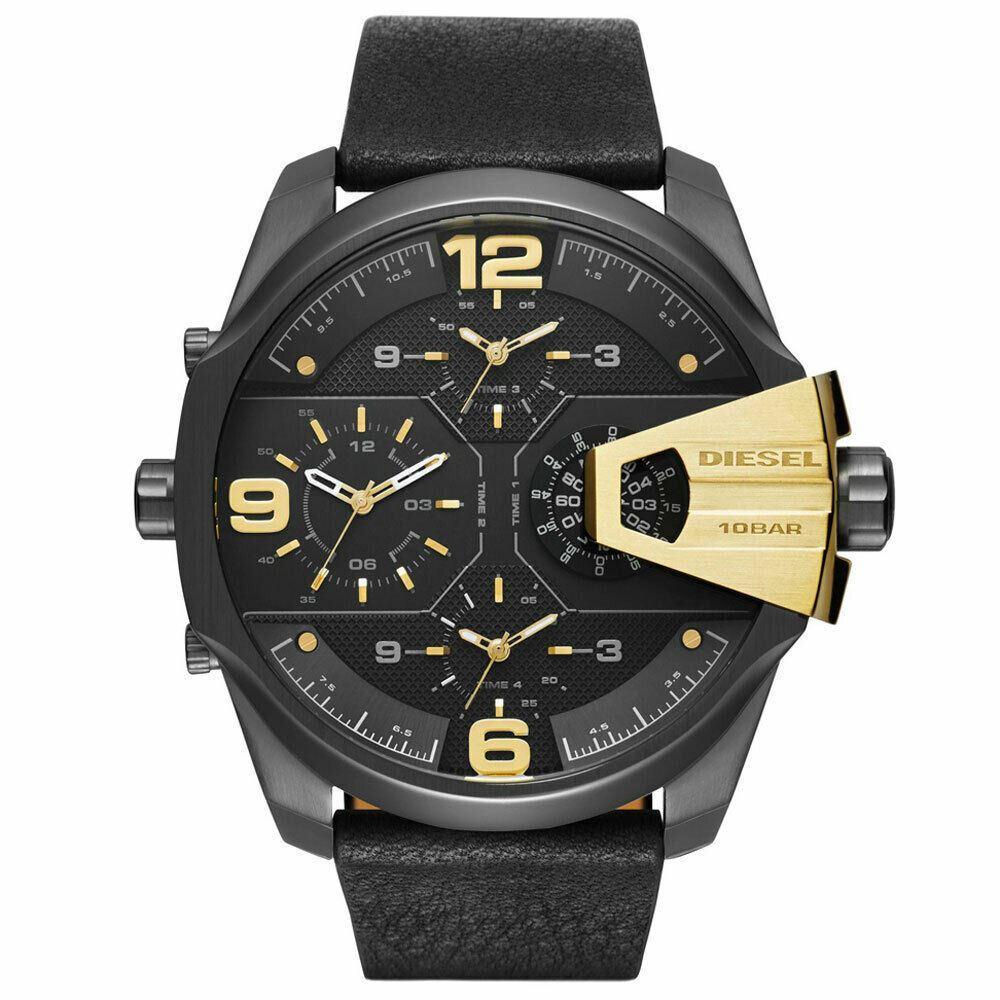 DIESEL DZ7377 Uber Chief Black Dial Black Leather Men’s Watch