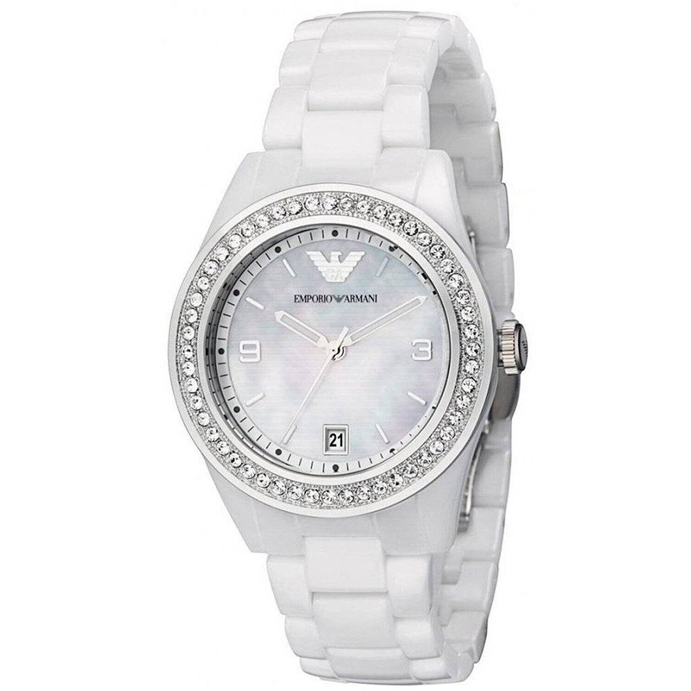 Emporio Armani AR1426 White Ladies Ceramica Watch