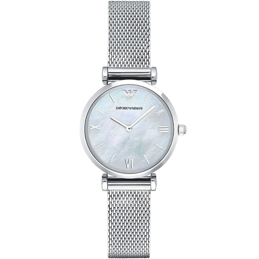 Emporio Armani AR1955 Mother Of Pearl Mesh Bracelet Ladies Watch