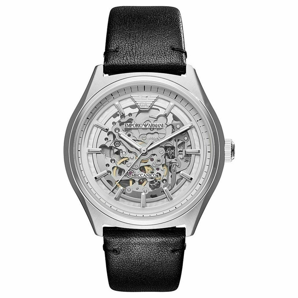 Emporio Armani AR60003 Automatic Black Leather Skeleton Men’s Watch