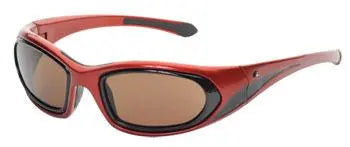 Hilco Leader Circuit Flex Sunglasses – Shiny Red-Black frame Gray lenses Sports Package (with case)