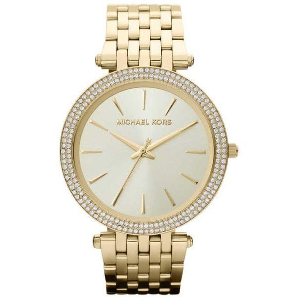 Michael Kors MK3191 Darci Glitz Gold Dial Pave Bezel Crystal Women’s Watch