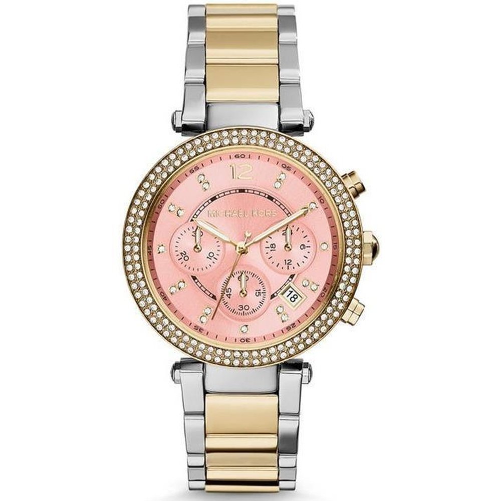 Michael Kors MK6140 Parker Chronograph Pink Dial Two-tone Women’s Watch