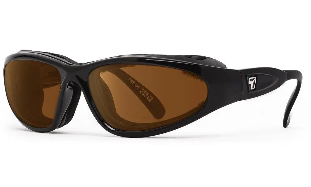 7Eye by Panoptx Cape Sunglasses – Glossy Black Frame with Sharpview Copper PC lenses