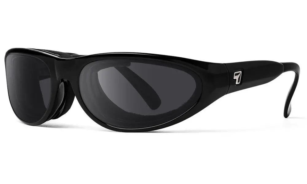 7Eye by Panoptx Diablo Sunglasses – Glossy Black frame with Polarized Sharpview Gray PC lenses