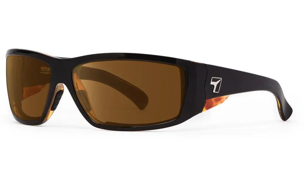 7Eye by Panoptx Maestro Sunglasses – Black Tortoise frame with Polarized Sharpview Copper PC lenses