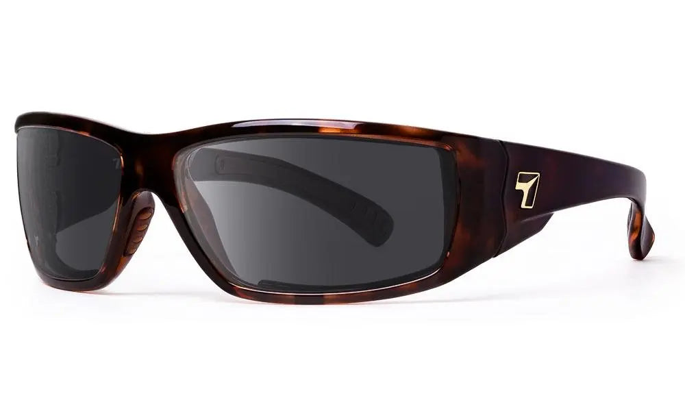 7Eye by Panoptx Maestro Sunglasses – Dark Tortoise frame with Polarized Sharpview Gray PC lenses