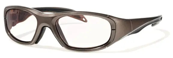 LS Rec-Specs F8 Morpheus I Safety Rated Sports Glasses (Sale) – Shiny Gray-Black frame/Clear Silver lenses (sale) Sz 48 only