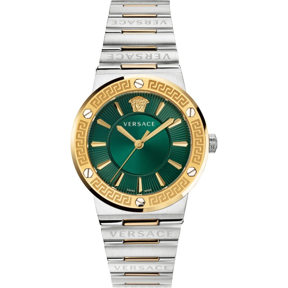 Versace VELW00720 Greca Logo Two-Tone Green Ladies Watch